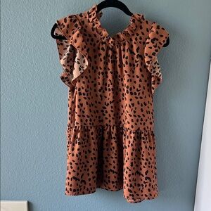 Entro Brown Leopard Print Blouse